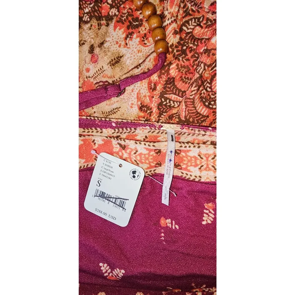 New Free People Astrid Jumpsuit $288 SMALL Raspberry Wide-leg Adjustable Straps